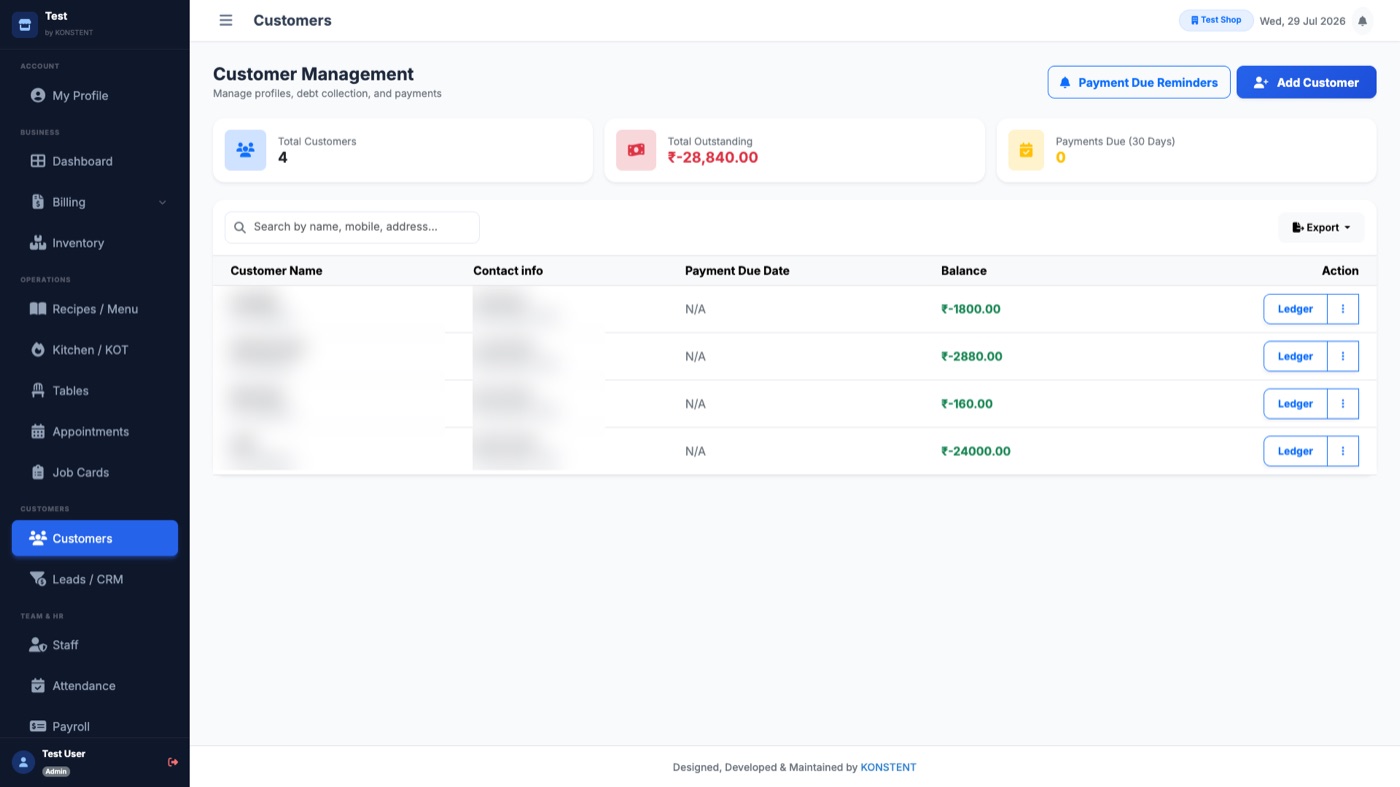 BUSSKON customers screen