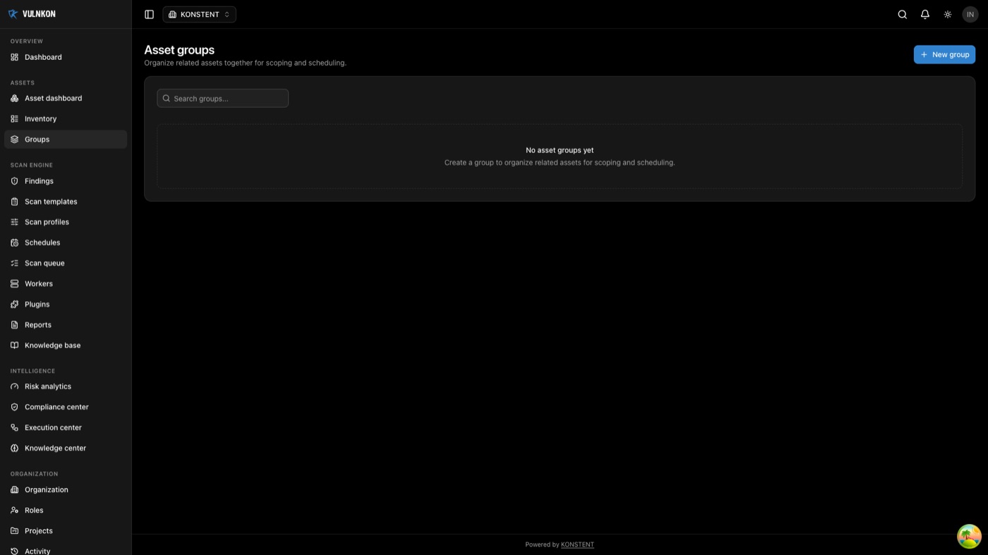 VULNKON groups screen