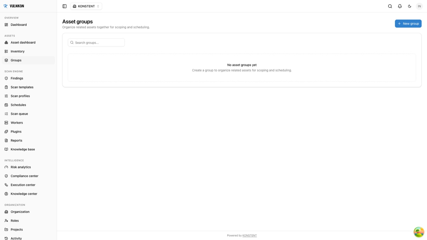 VULNKON groups screen